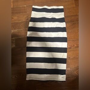 bebe Black and White Striped Pencil Skirt